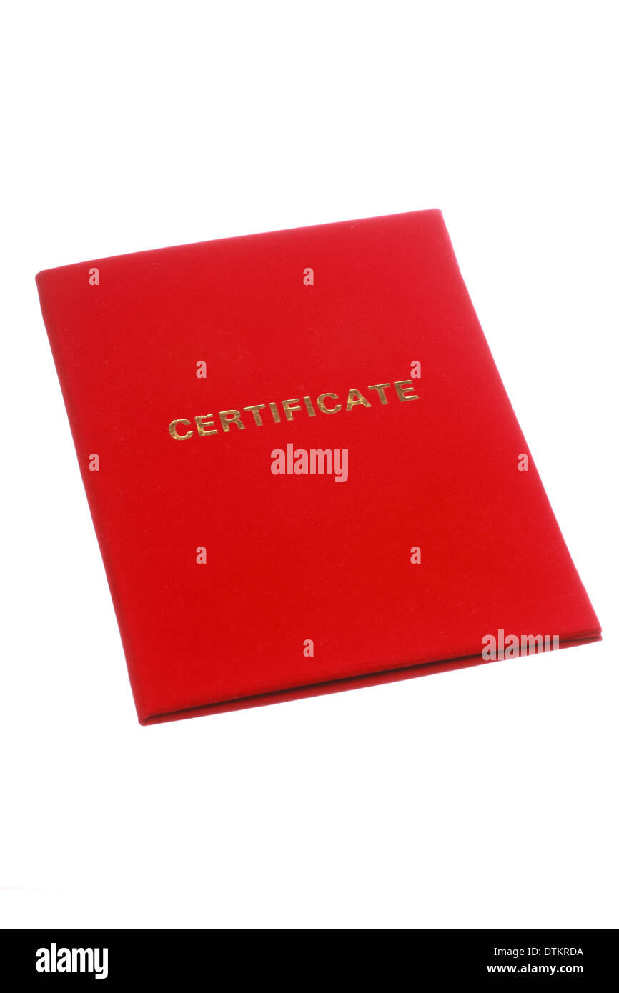 Red certification isolated on white background Stock Photo