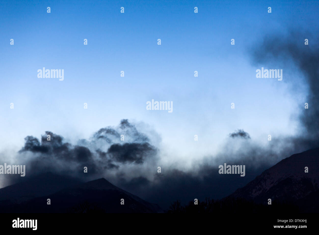 Clearing storm clouds & star studded sky over  Rocky Mountains, Central Colorado, USA Stock Photo