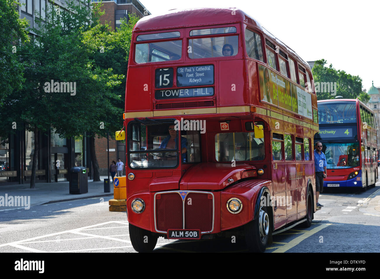 Iconic London red double decker bus, London, England, United Kingdom. Stock Photo