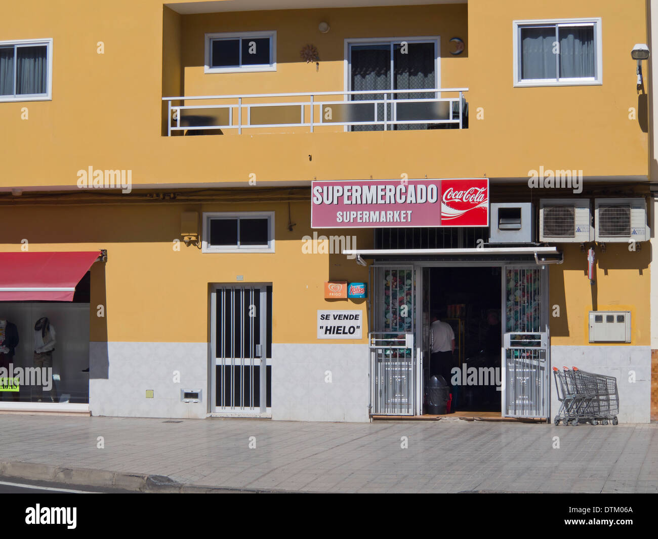 Typical small Spanish supermarket, Supermercado, in Tenerife Canary Islands Spain Stock Photo