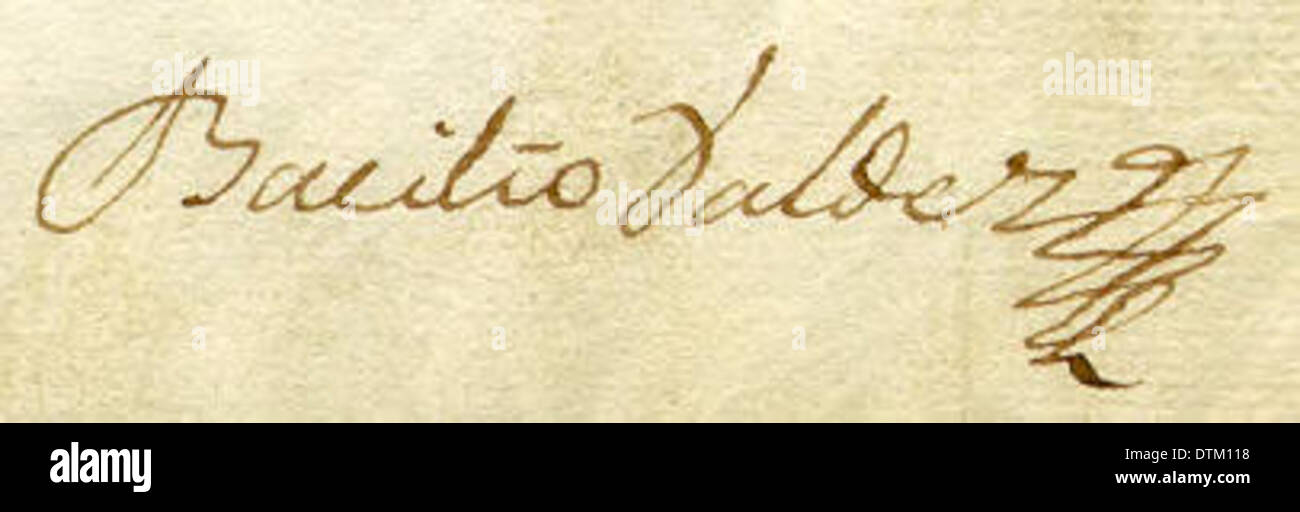 Signature of Bacilio Valdez, 1836 (laarc-SACCO 09 05 97-blobs Stock Photo
