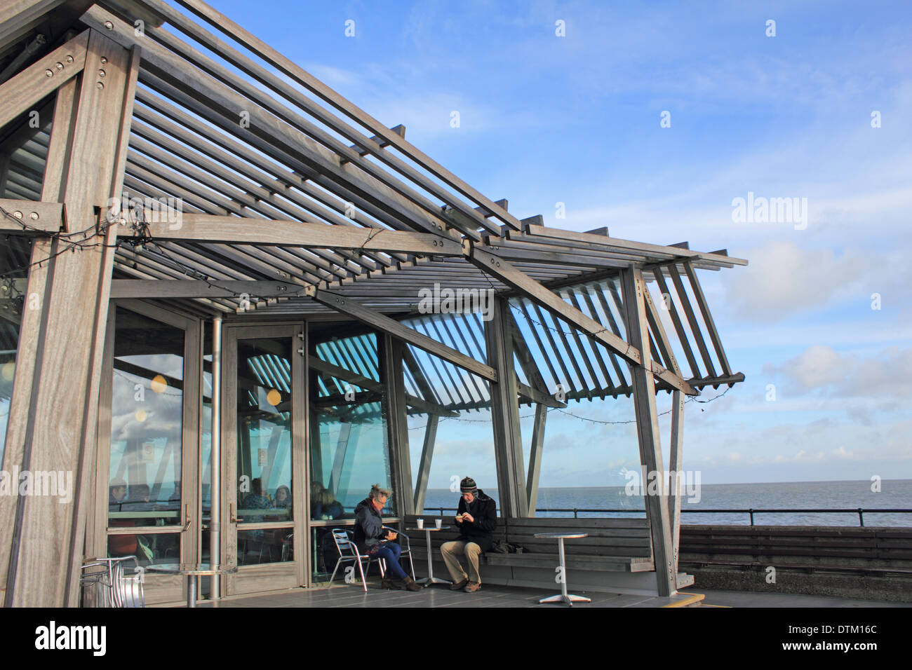 The end of the pier cafe at coastal town of Deal, Kent, England, UK