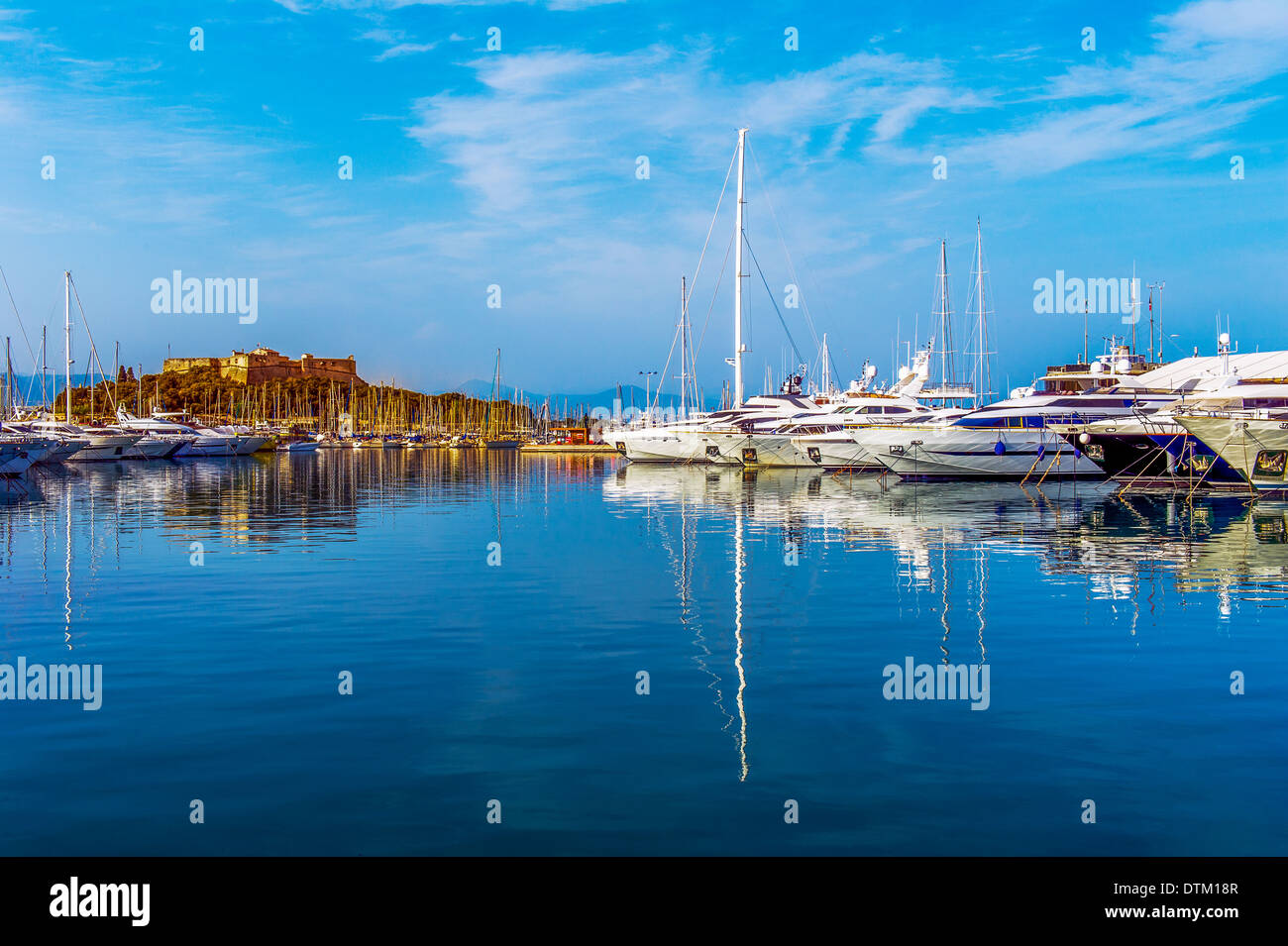 Europe, France, Alpes-Maritimes, Antibes. Marina and Fort Carré. Stock Photo