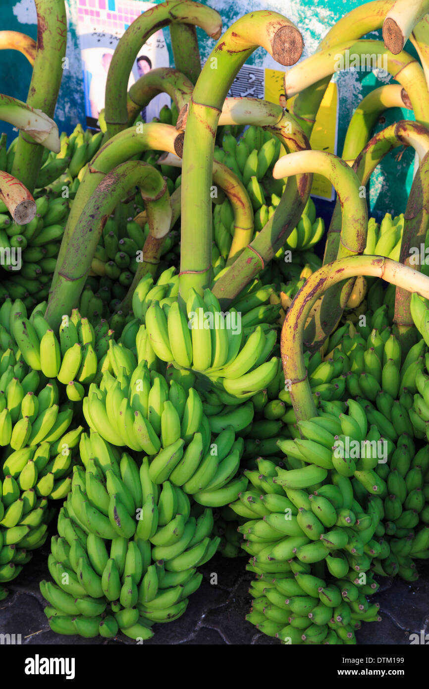 Maldives, Male, produce market, bananas, Stock Photo