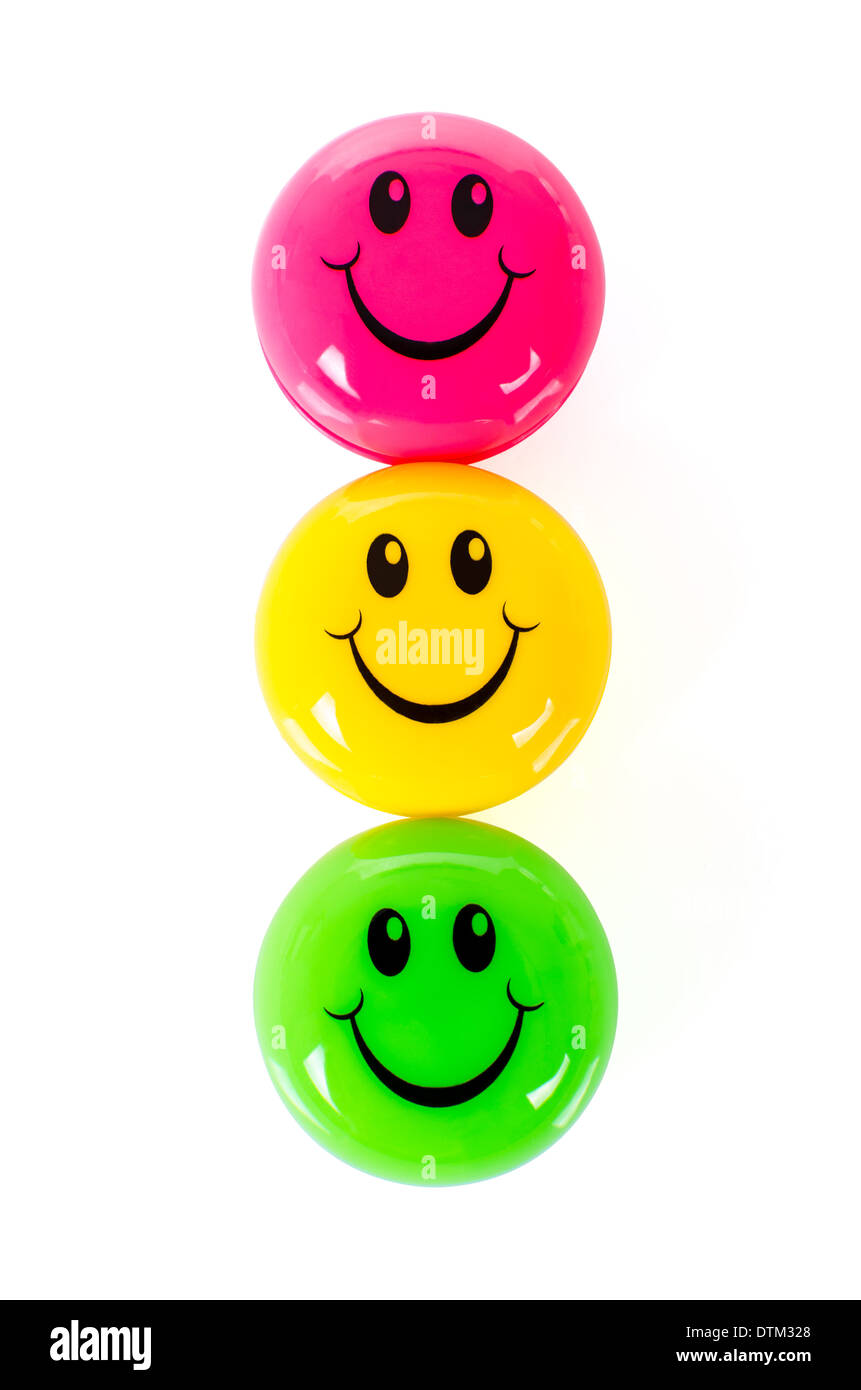 Colorful smileys isolated on white background Stock Photo
