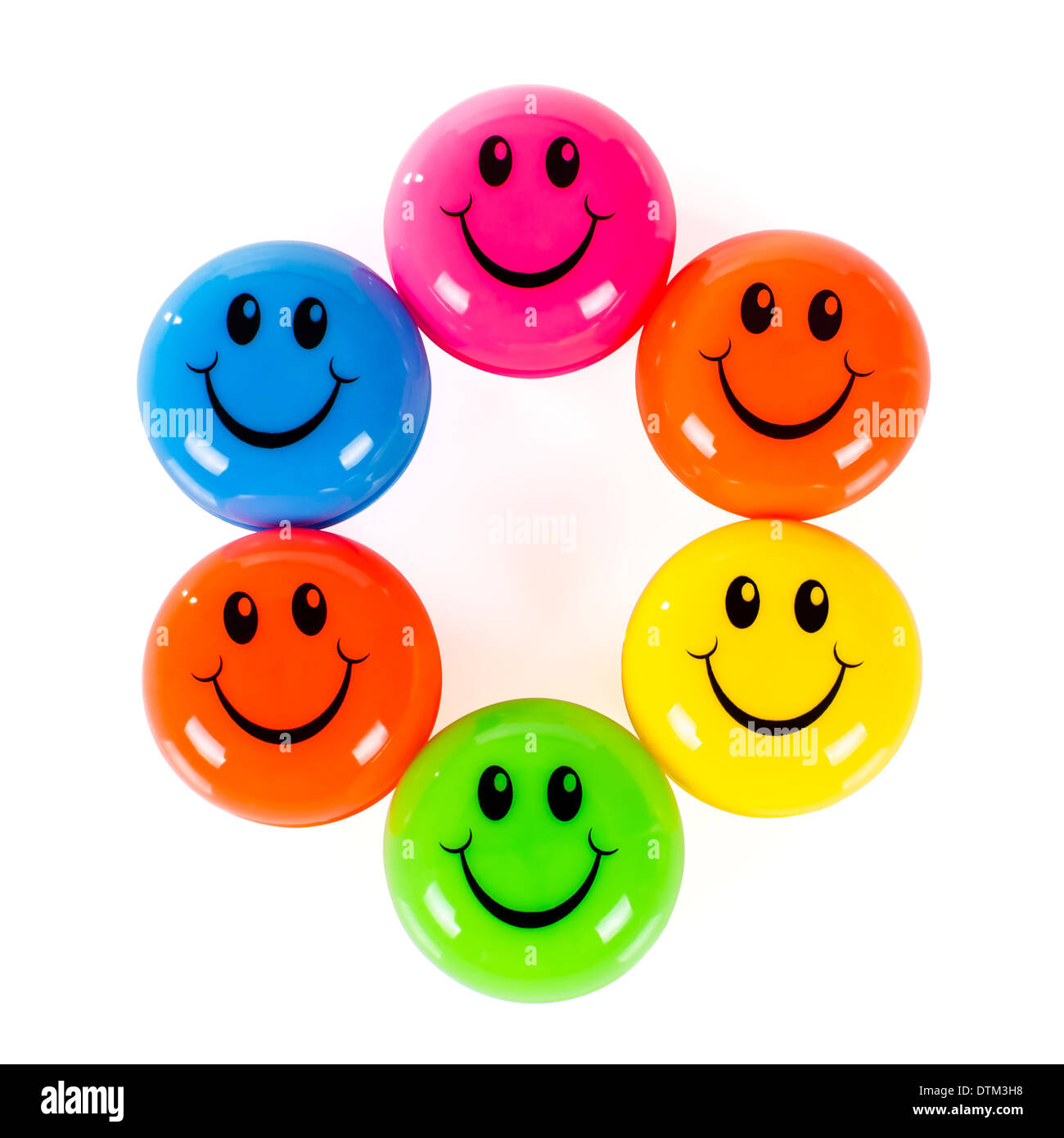 Colorful smileys isolated on white background Stock Photo