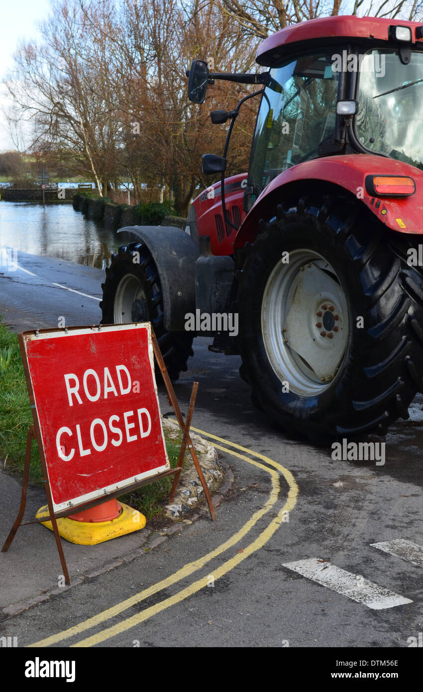Road closed due to flood water Stock Photo - Alamy