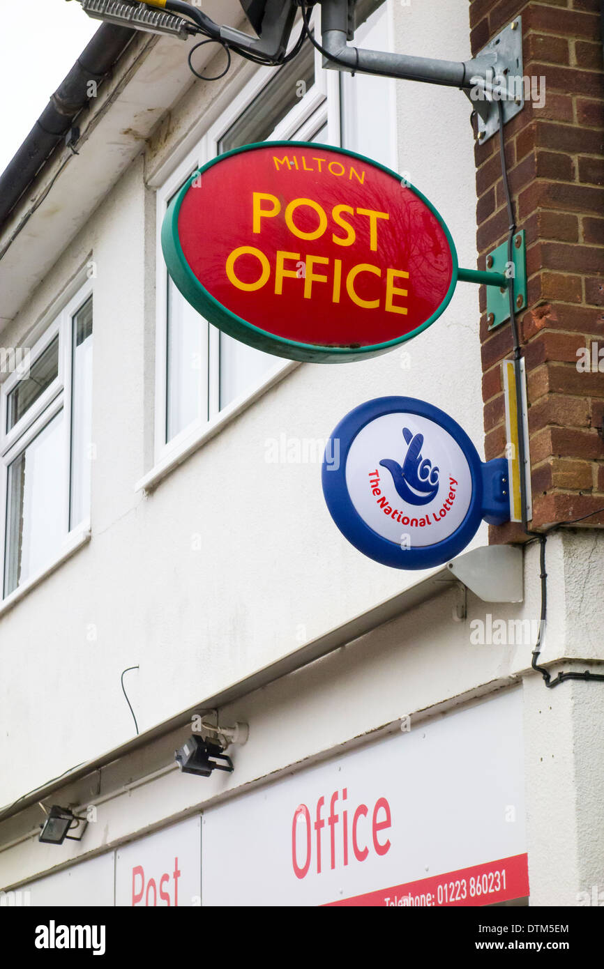 Milton post office sign and lottery sign Milton Stock Photo