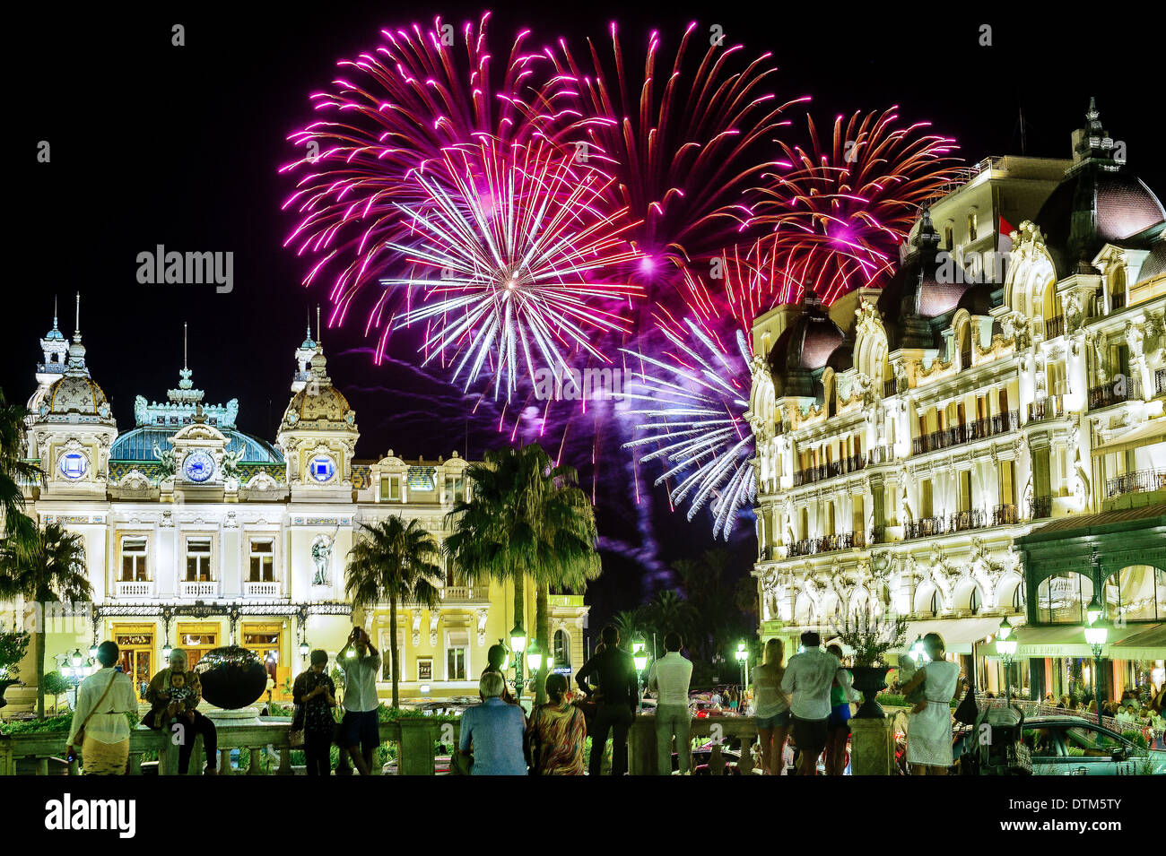 Europe, France, Principality of Monaco, Monte Carlo. Fireworks front of