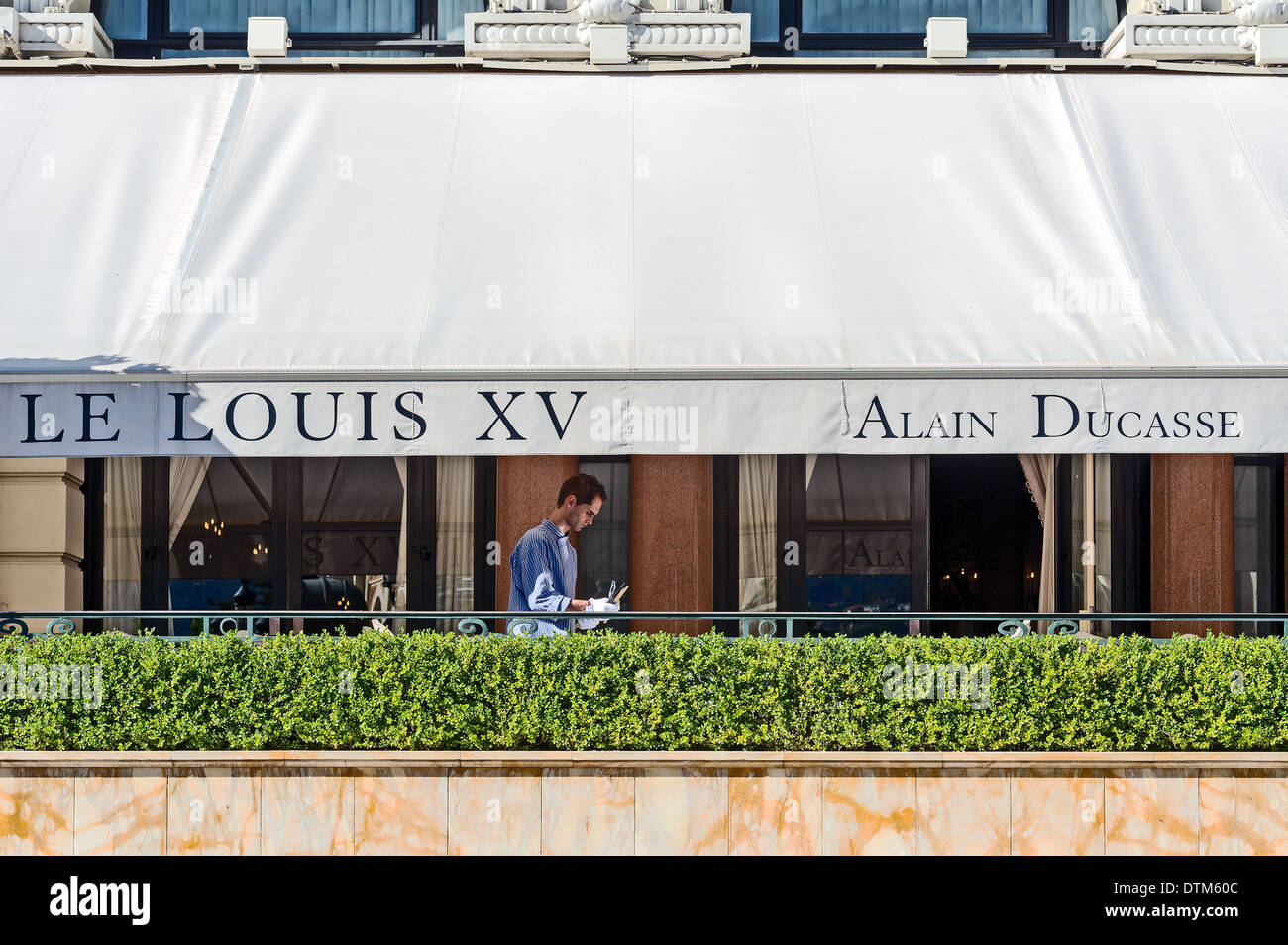 Europe, France, Principality of Monaco, Monte Carlo. Restaurant of the Hotel de Paris the 'Louis XV' Alain Ducasse. Stock Photo