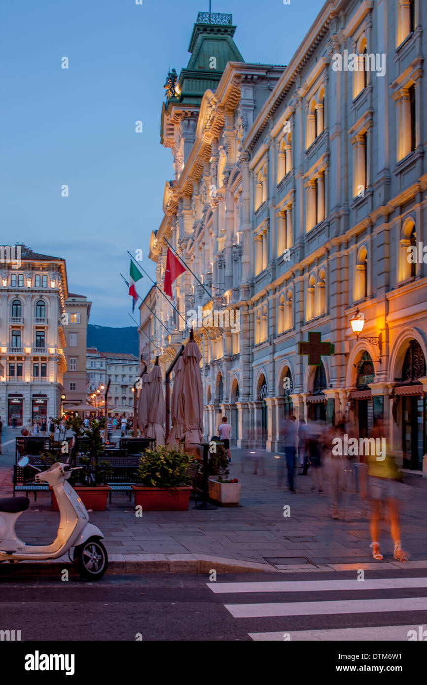 The beautiful city of Trieste planted in front of the Adriatic Sea Stock Photo