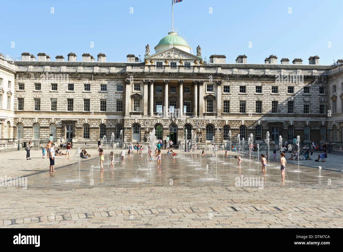 Somerset House with water fountain, London, England, United Kingdom. Stock Photo