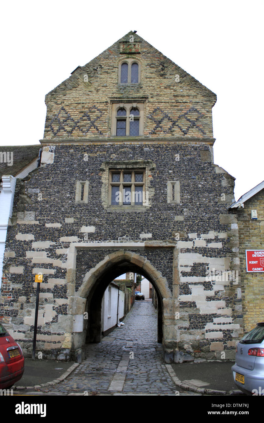 Fisher Gate at The Quay in the historic town of Sandwich, Kent, England, UK. Stock Photo