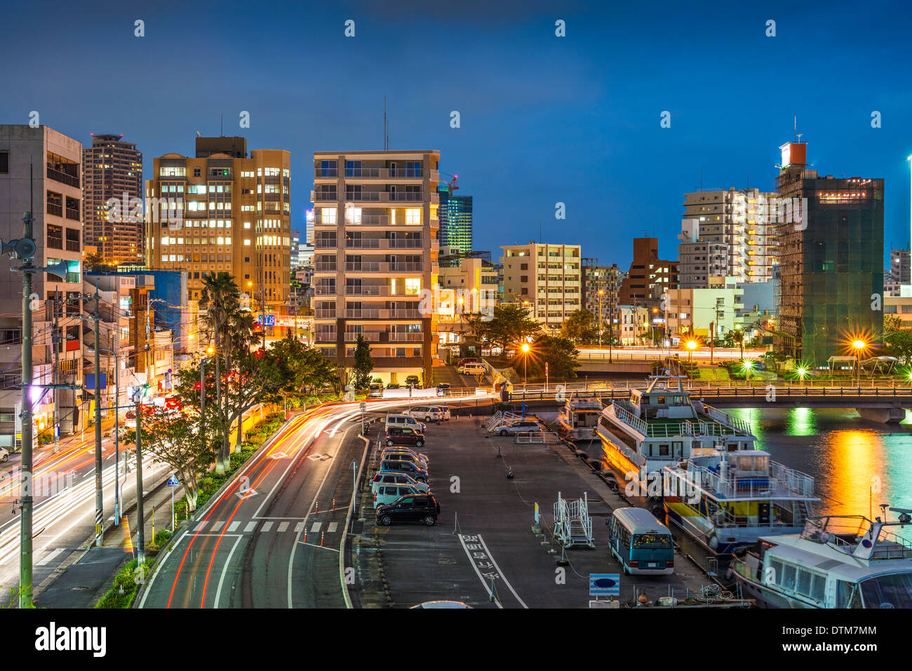 Naha, Okinawa, Japan skyline at the seaport. Stock Photo