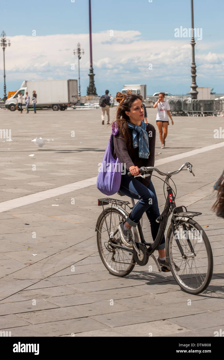 The beautiful city of Trieste planted in front of the Adriatic Sea Stock Photo