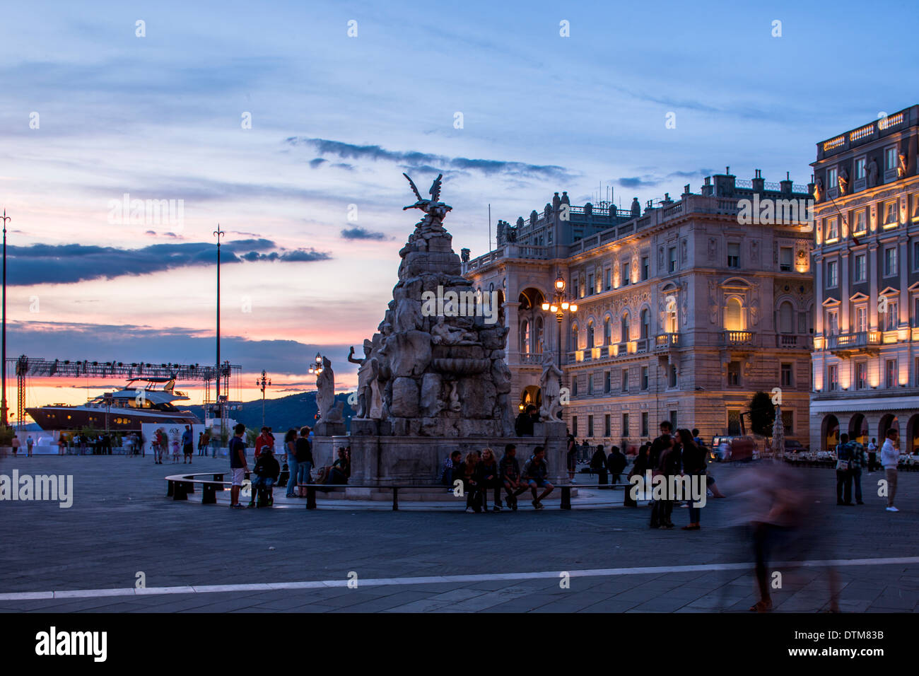 The beautiful city of Trieste planted in front of the Adriatic Sea Stock Photo