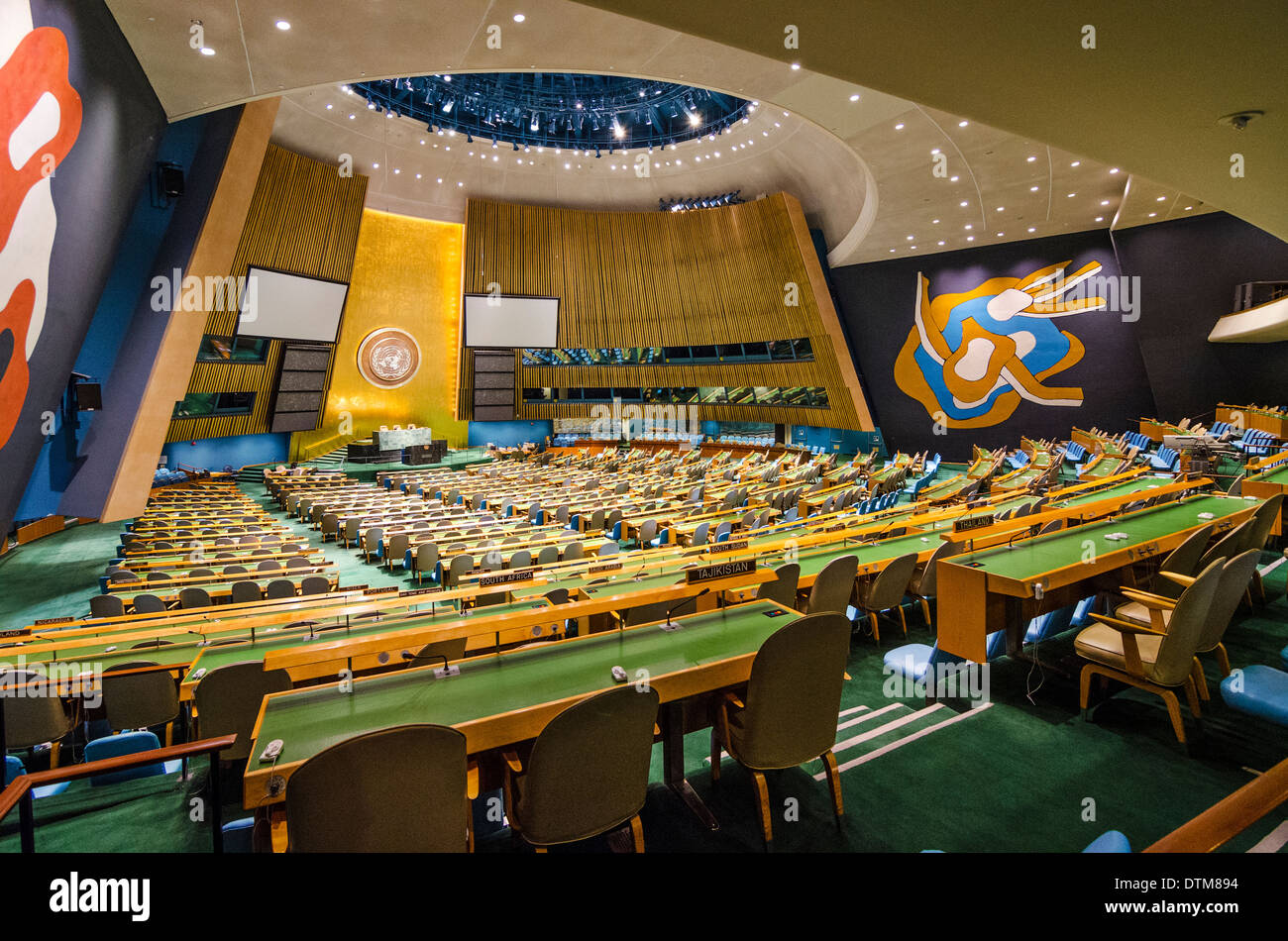 The United Nations General Assembly Hall in New York City. Stock Photo