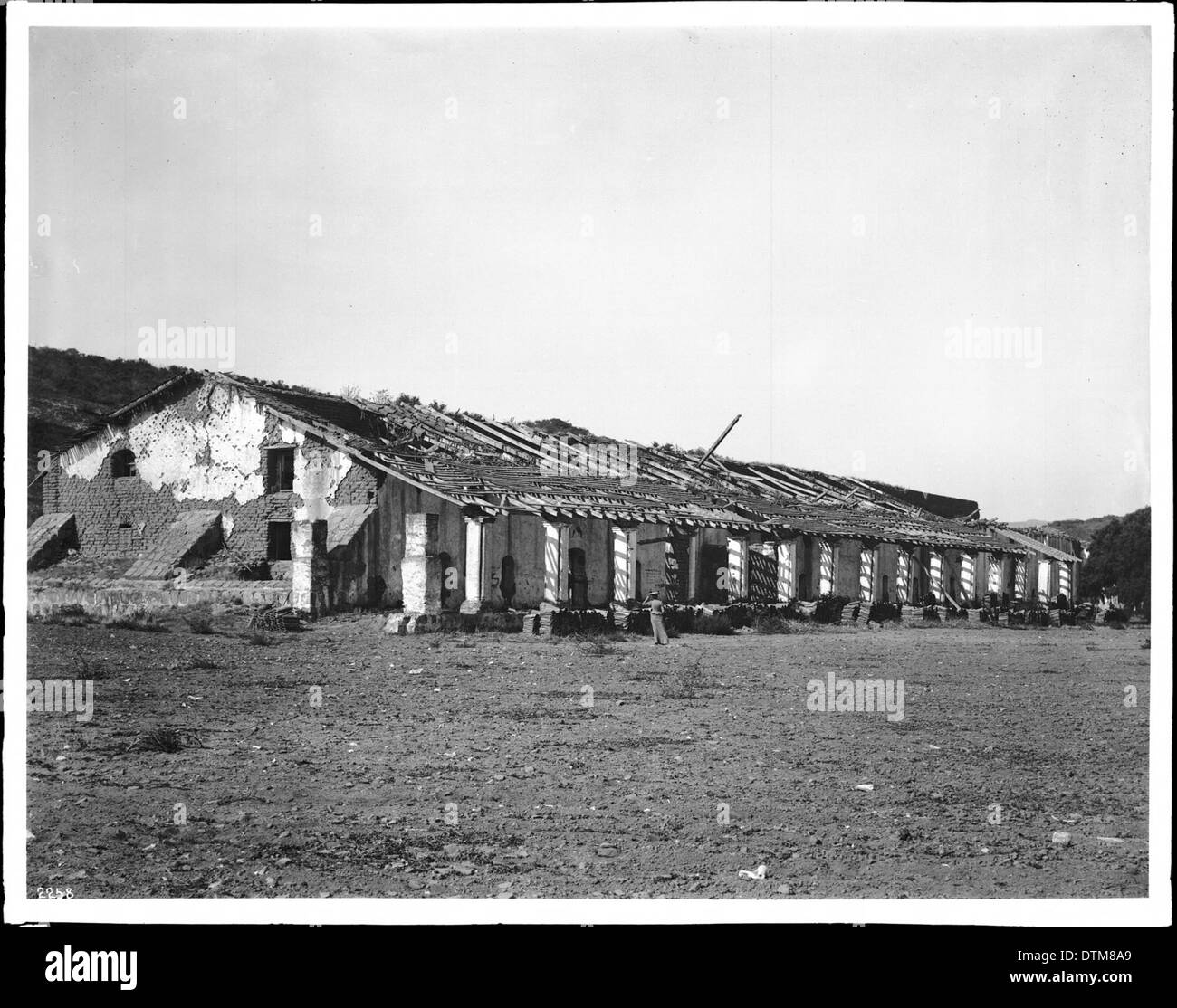 View of the ruins of the west end and south front of Mission La Purisima Concepcion, California, ca.1904 Stock Photo
