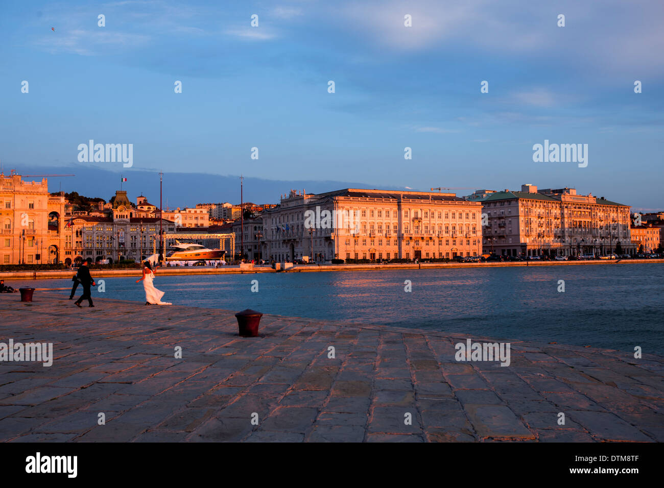 The beautiful city of Trieste planted in front of the Adriatic Sea Stock Photo