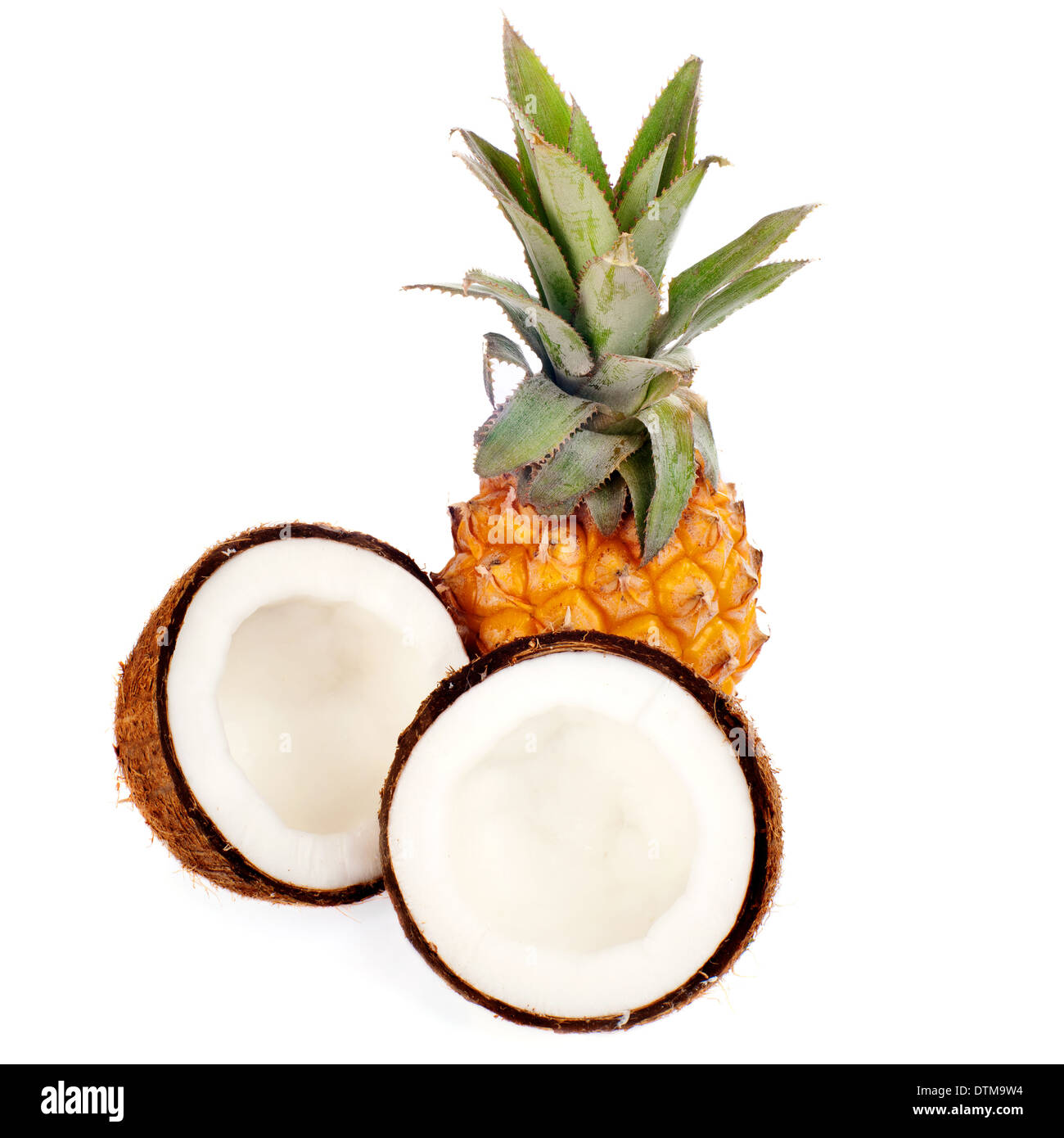 Coconut and pineapple isolated on white Stock Photo Alamy