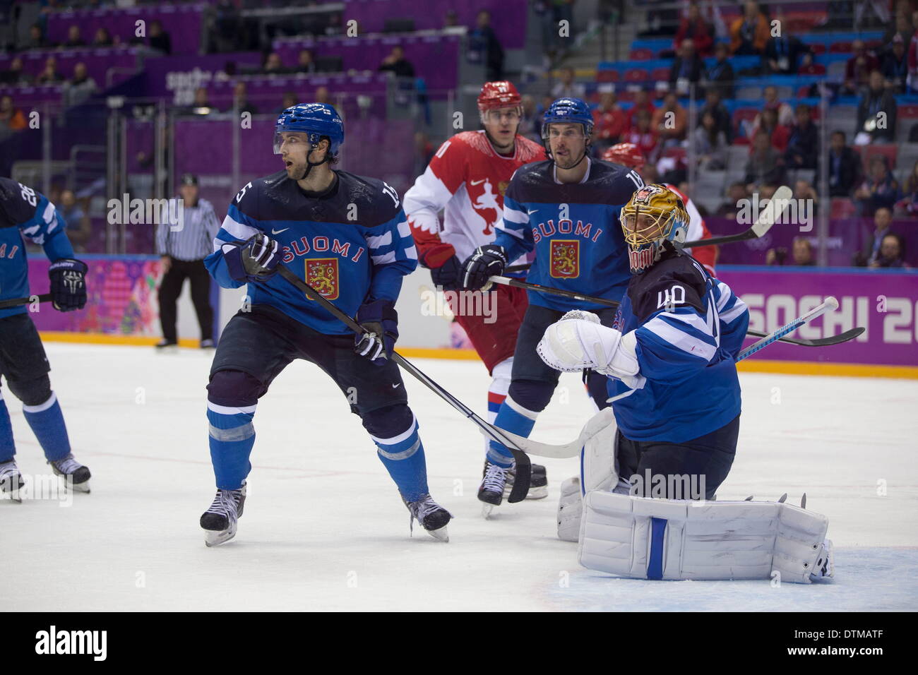 Sochi, Russia. 19th Feb, 2014. Finland's keeper TUUKKA RASK during the ...