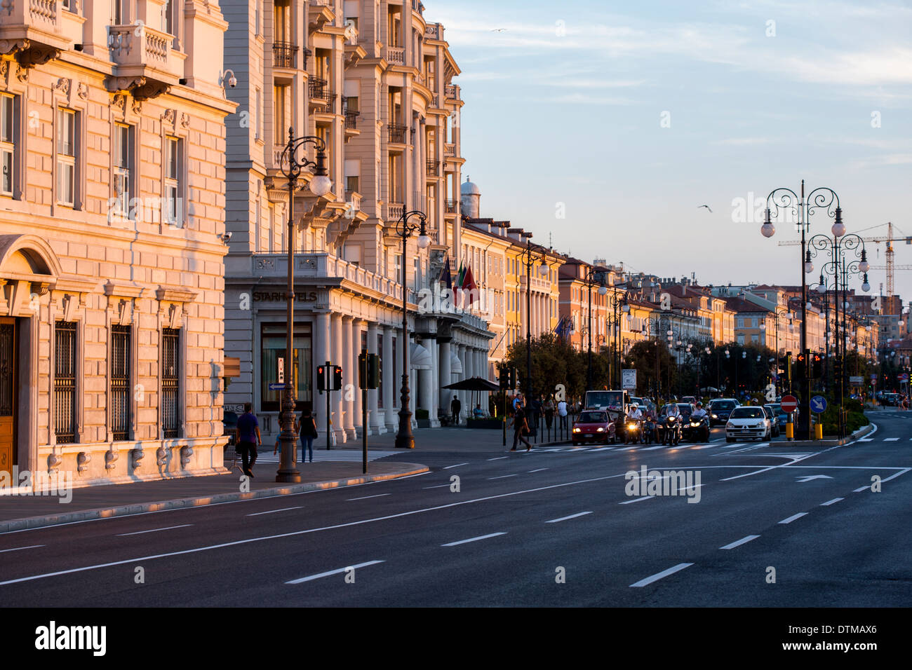 The beautiful city of Trieste planted in front of the Adriatic Sea Stock Photo