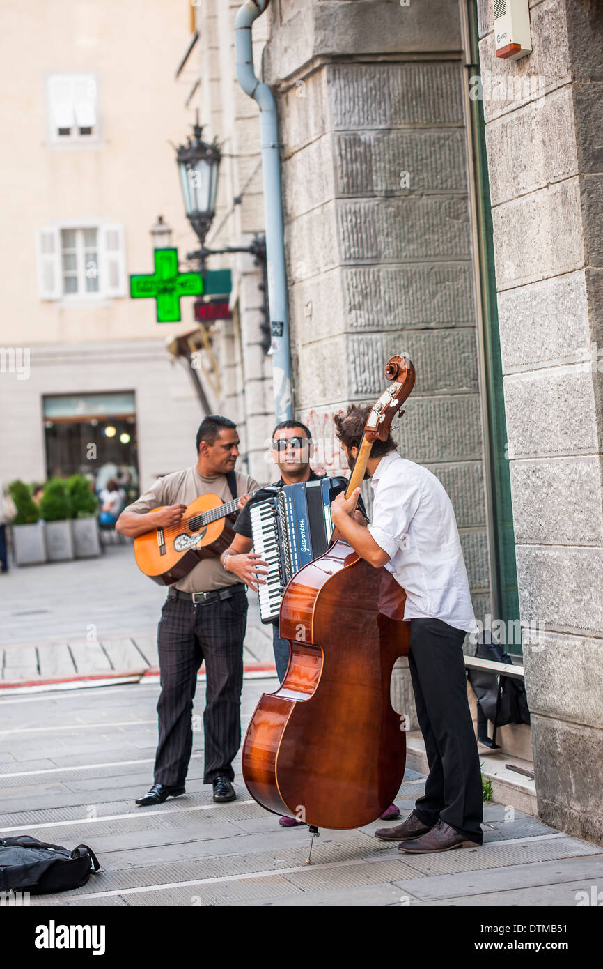 Band to play classical music on the streets of Trieste,Italy Stock Photo