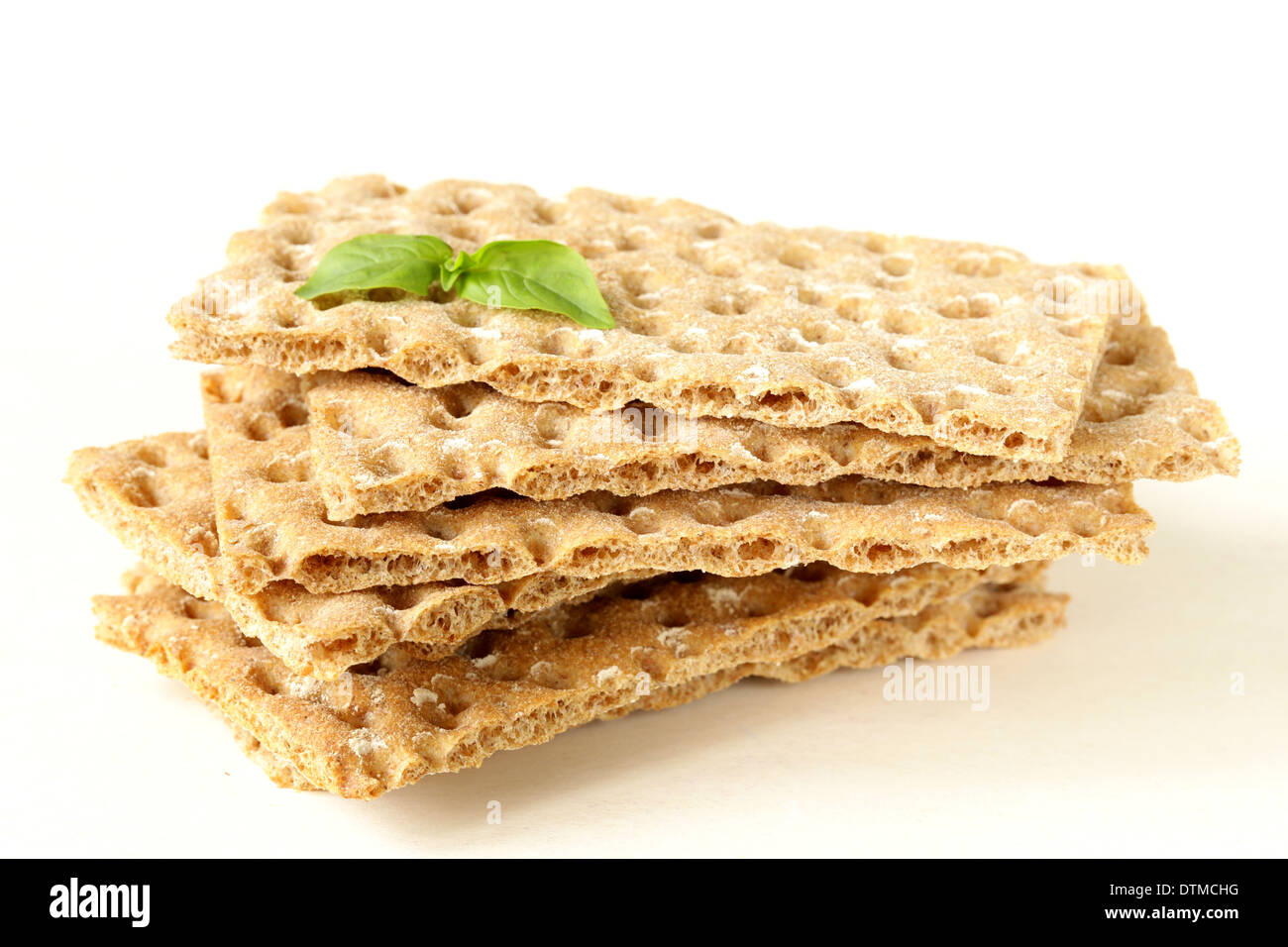 stack of dietary whole wheat crisp bread - healthy eating Stock Photo