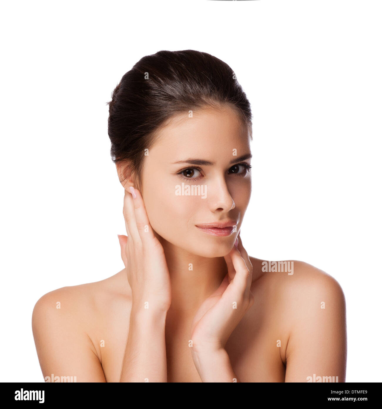 Beauty Portrait. Beautiful Spa Woman Touching her Face Stock Photo - Alamy