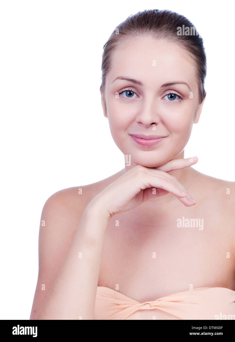 Beauty Portrait. Beautiful Spa Woman Touching her Face Stock Photo - Alamy
