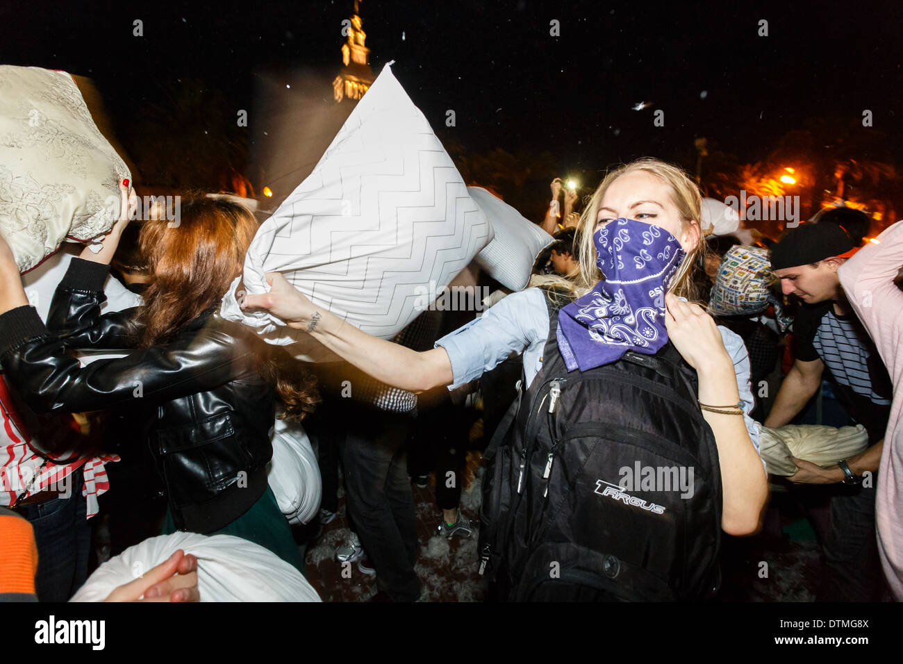Woman Incognito During Fun At Valentines Day Pillow Fight In San
