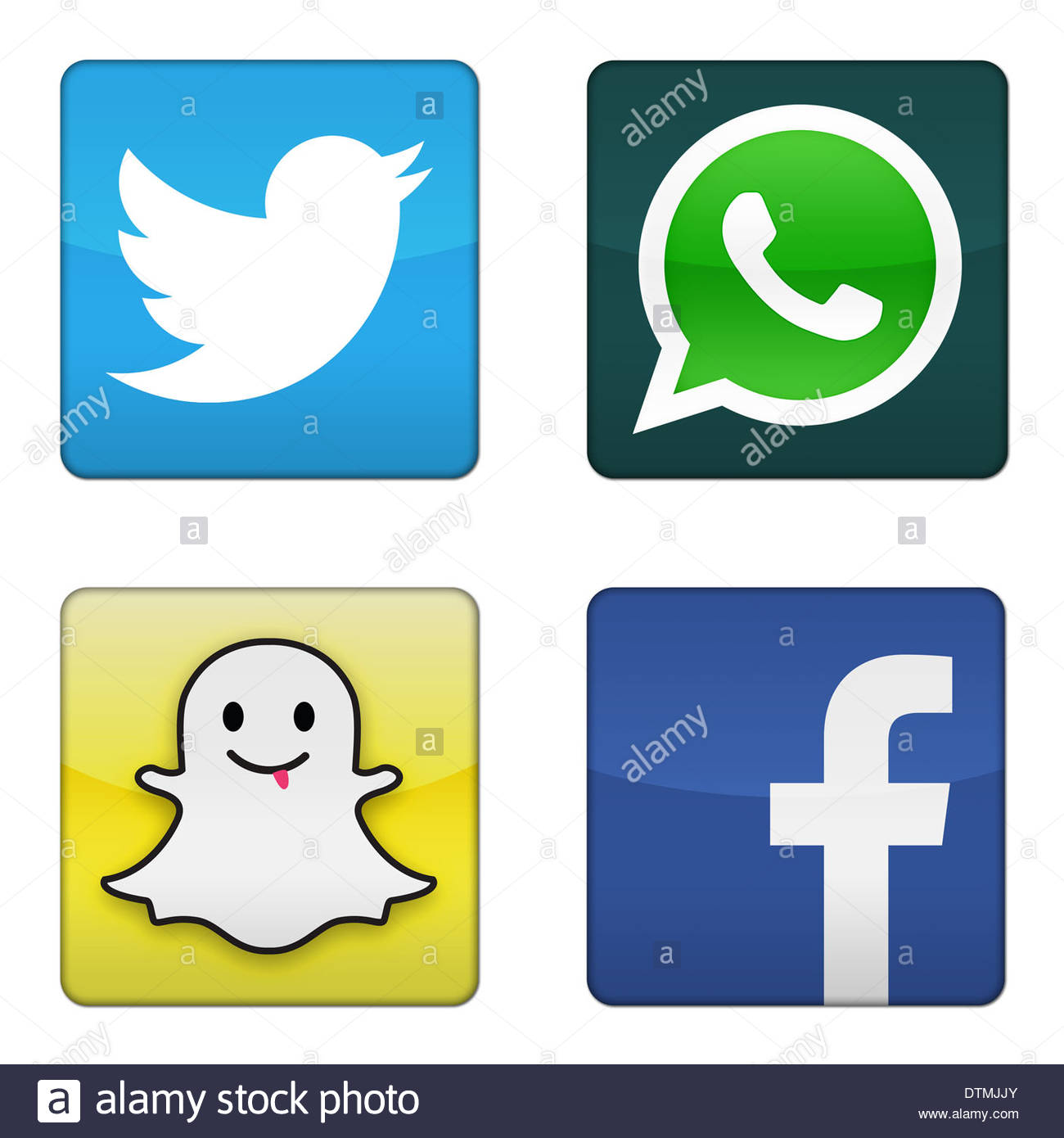Twitter Whatsapp Snapchat Facebook Icon Logo App Button Sign Stock