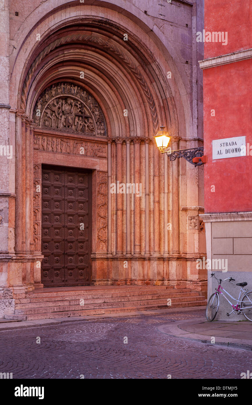 Doorway to the Baptistery in Parma, Emilia-Romagna Italy Stock Photo