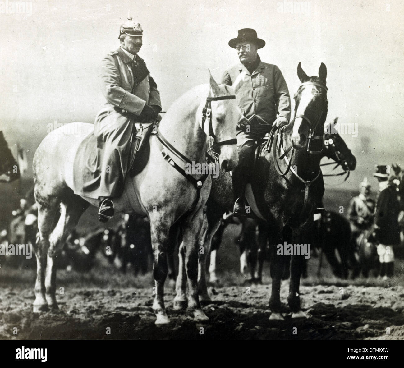 Theodore Roosevelt riding on horseback with Kaiser Wilhelm II Stock Photo