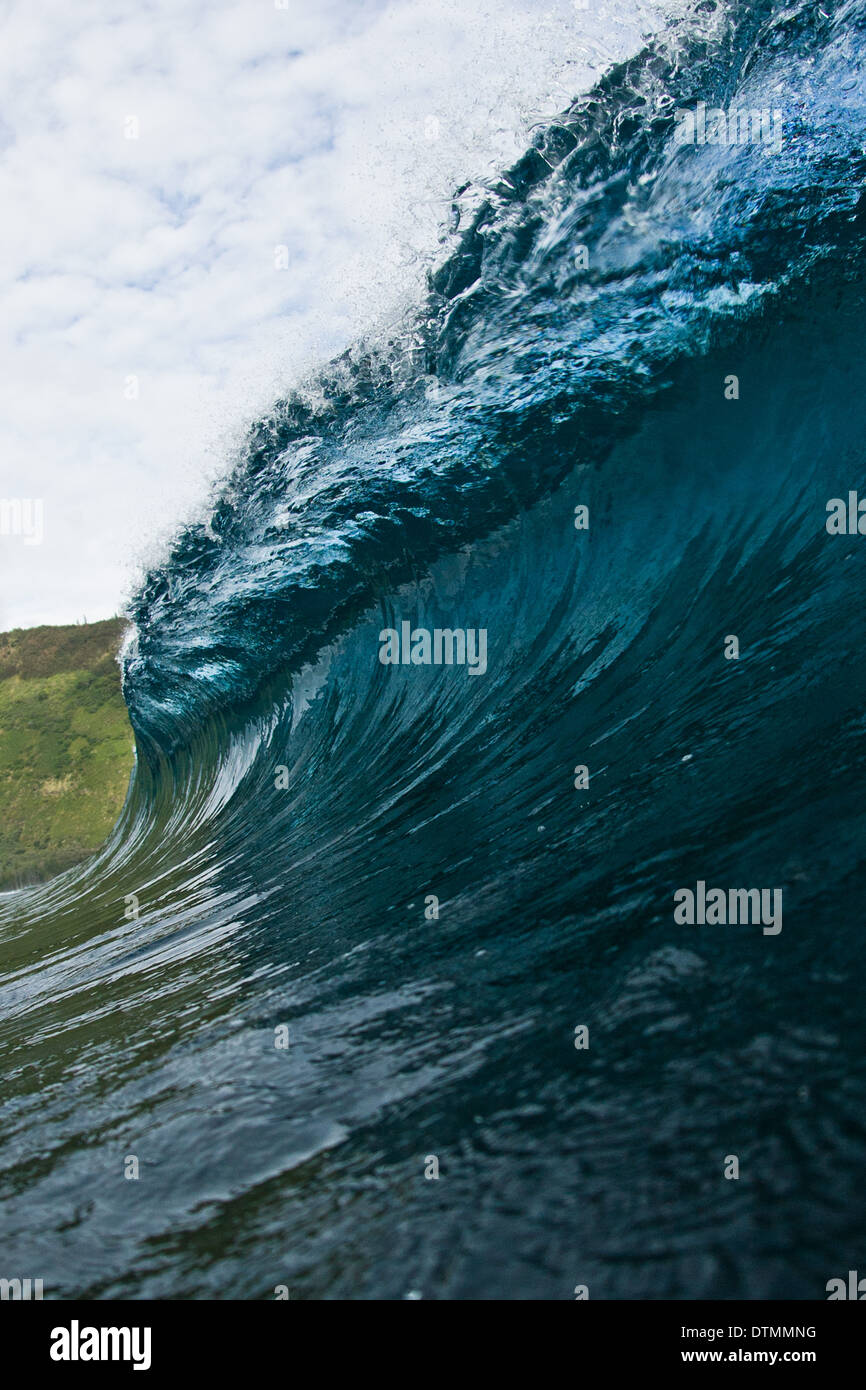blue hawaii wave in the ocean sea water Stock Photo