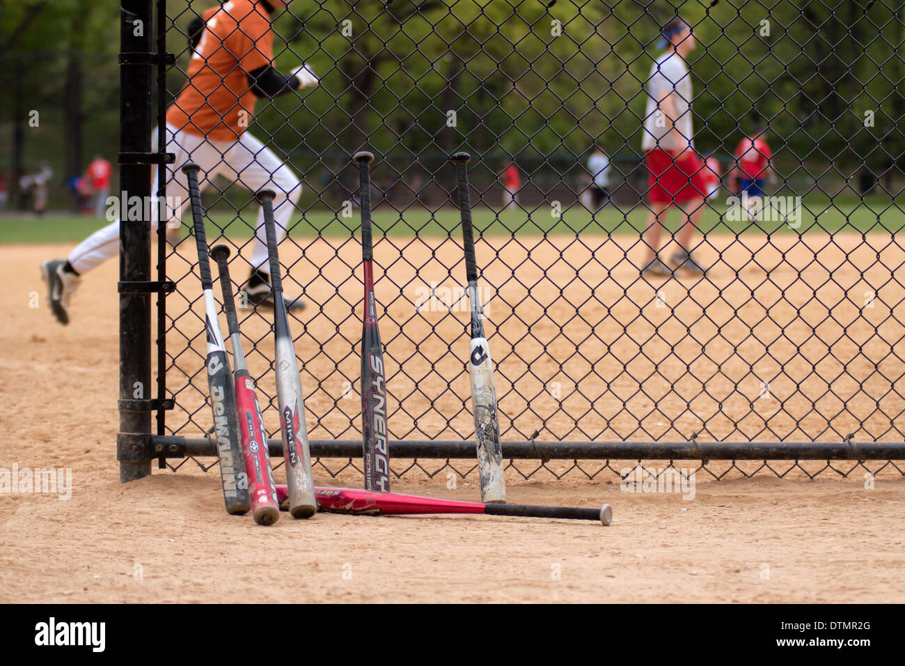 The baseball bats and players. Stock Photo