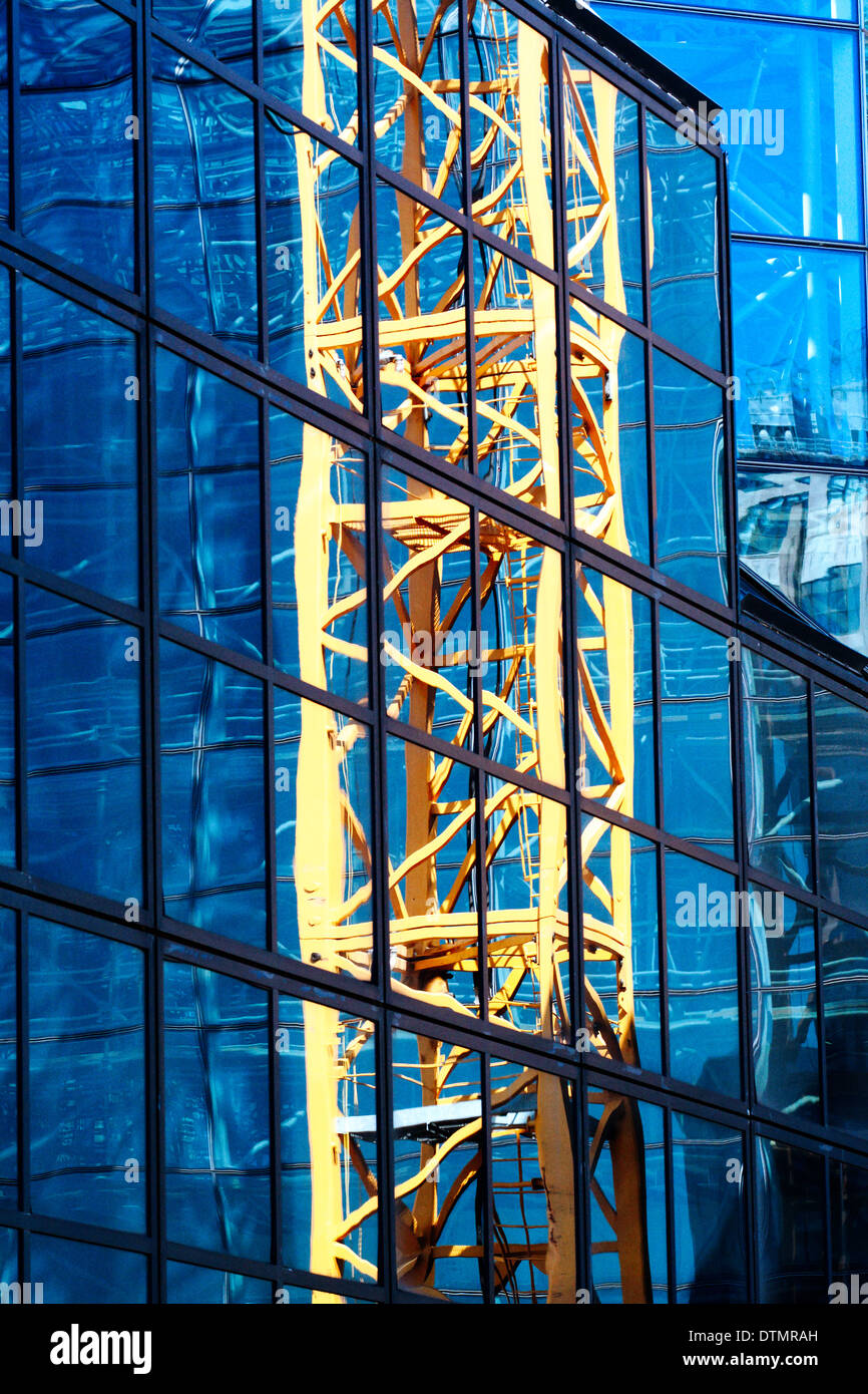 Yellow crane scaffolding. Stock Photo