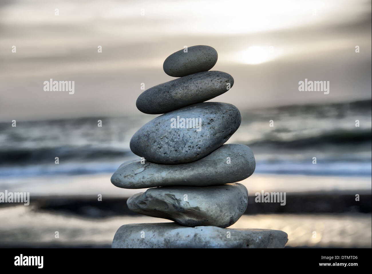 Stone tower on the Beach Stock Photo - Alamy