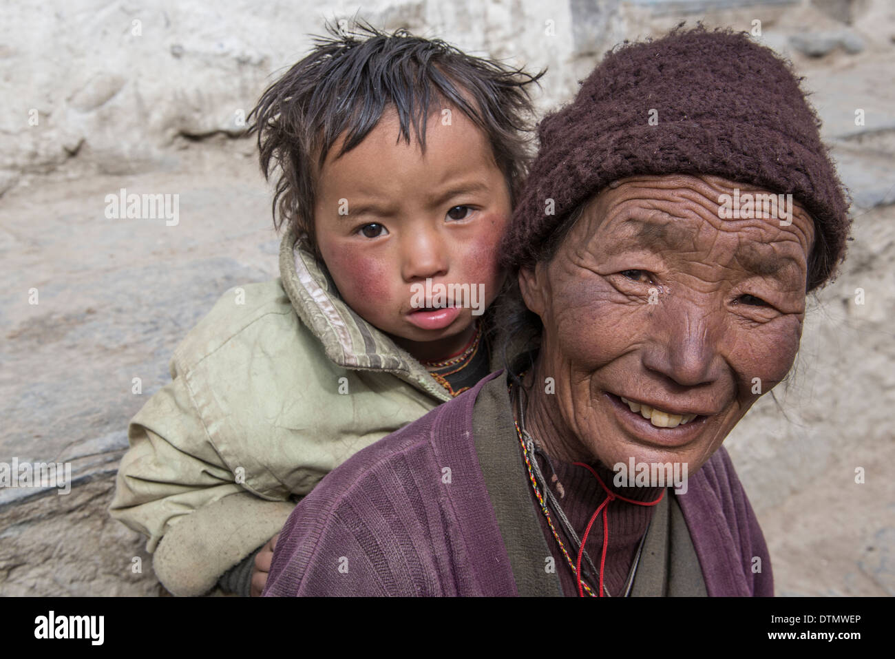 Loba people. Lo Monthang, Upper Mustang, Nepal Stock Photo