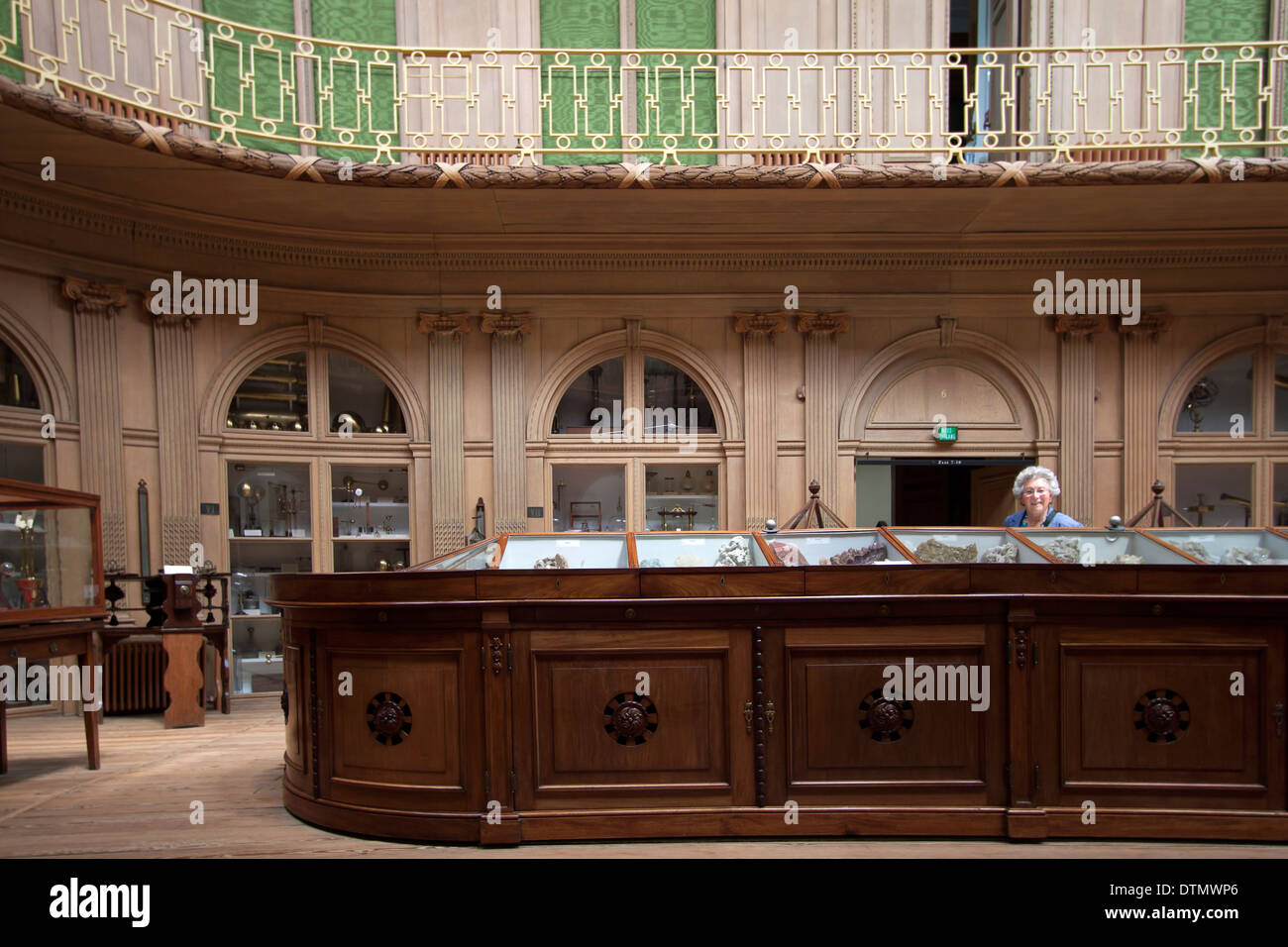 Huge display with minerals and fossils in The Oval room of
