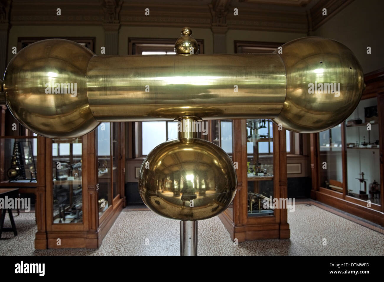 Detail of Van Marum's  large electrostatic generator, a handcrafted mechanical instrument in the Teylers Museum instrument room. Stock Photo