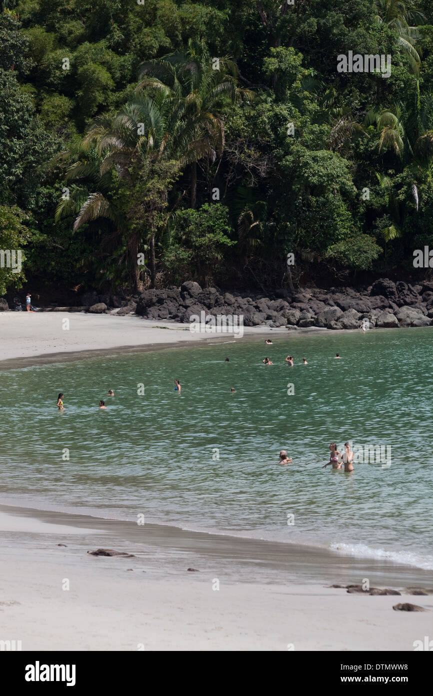 Playa Manuel Antonio Beach. Bathers. Pacific coast. South west. Costa Rica. Central America. Stock Photo