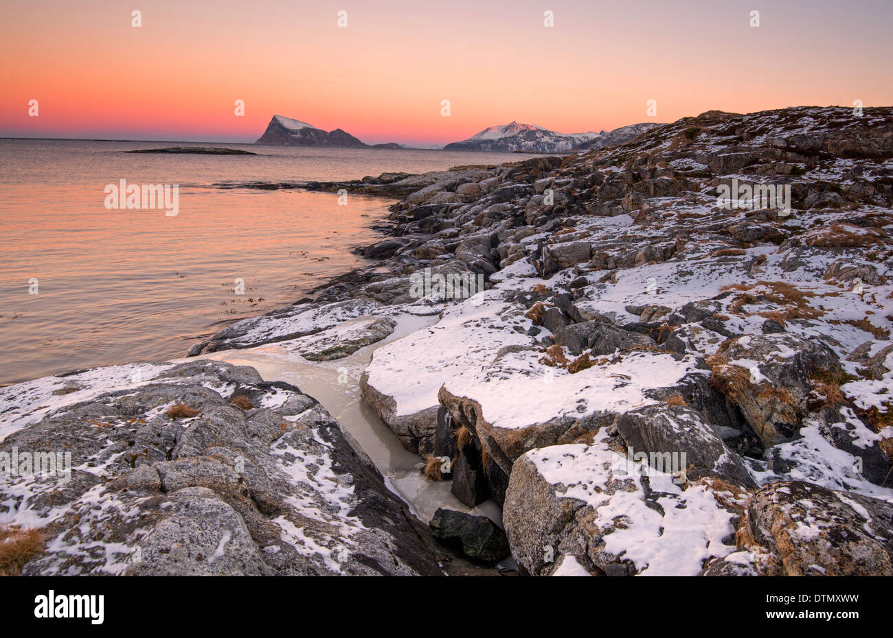 A view toward Haja from Sommaroy near Tromso, Norway Stock Photo