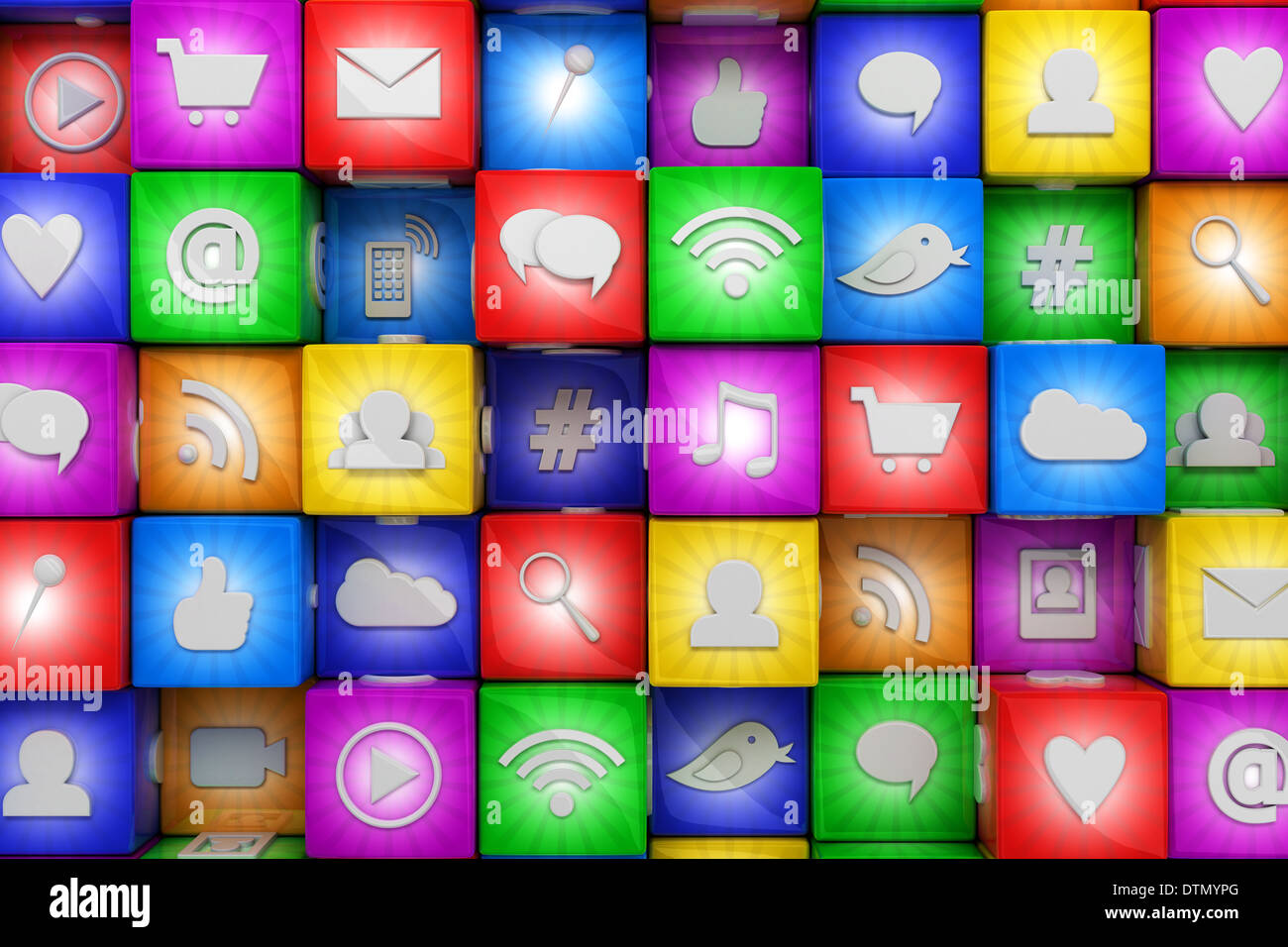 Colorful social media icons Stock Photo