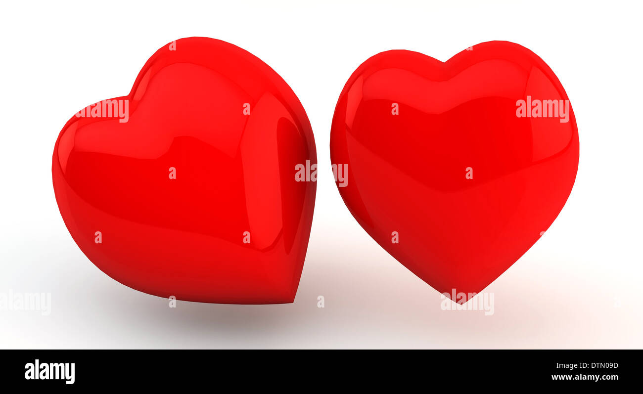 Red hearts on white background in 3d Stock Photo - Alamy