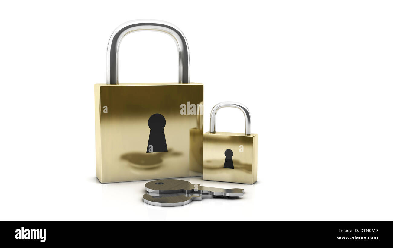 3d padlocks on white background Stock Photo - Alamy
