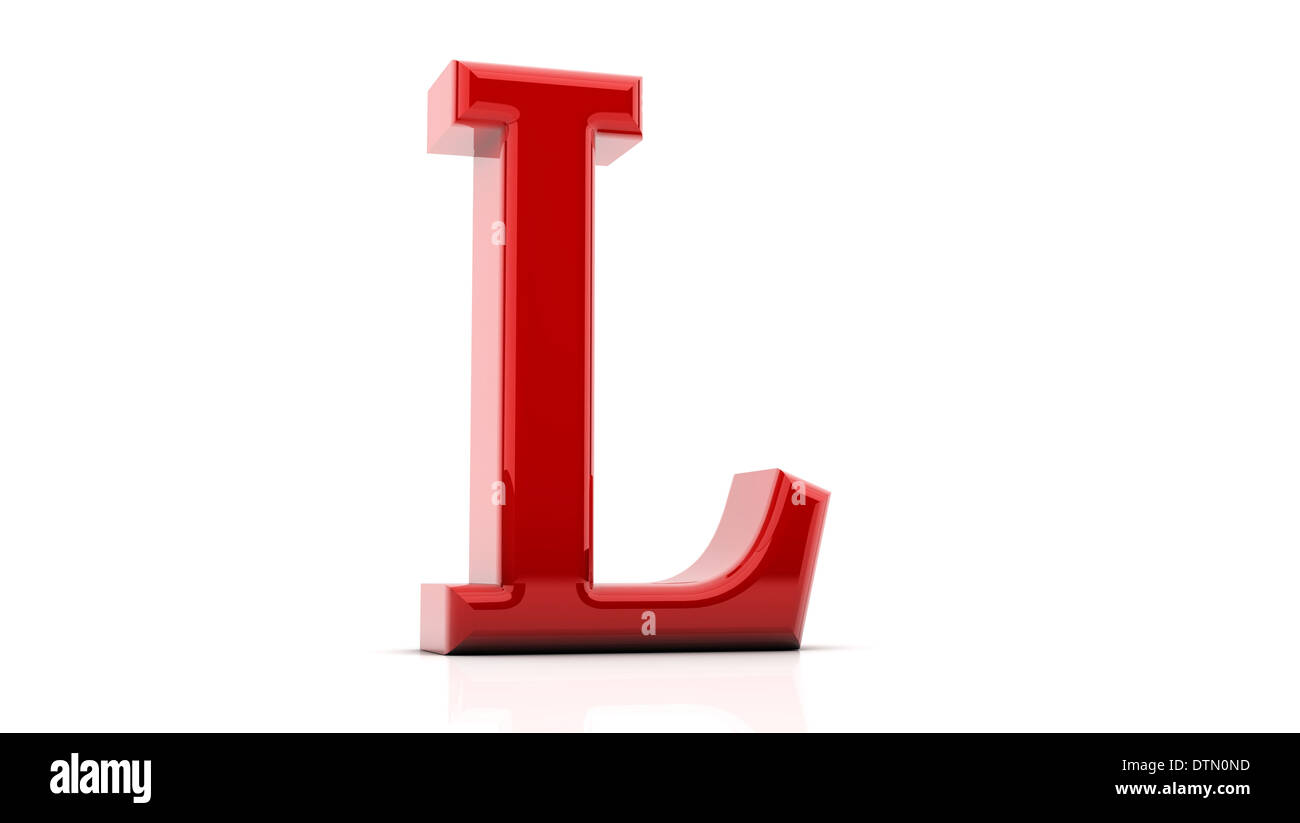 3d letter L bright red on white background Stock Photo - Alamy