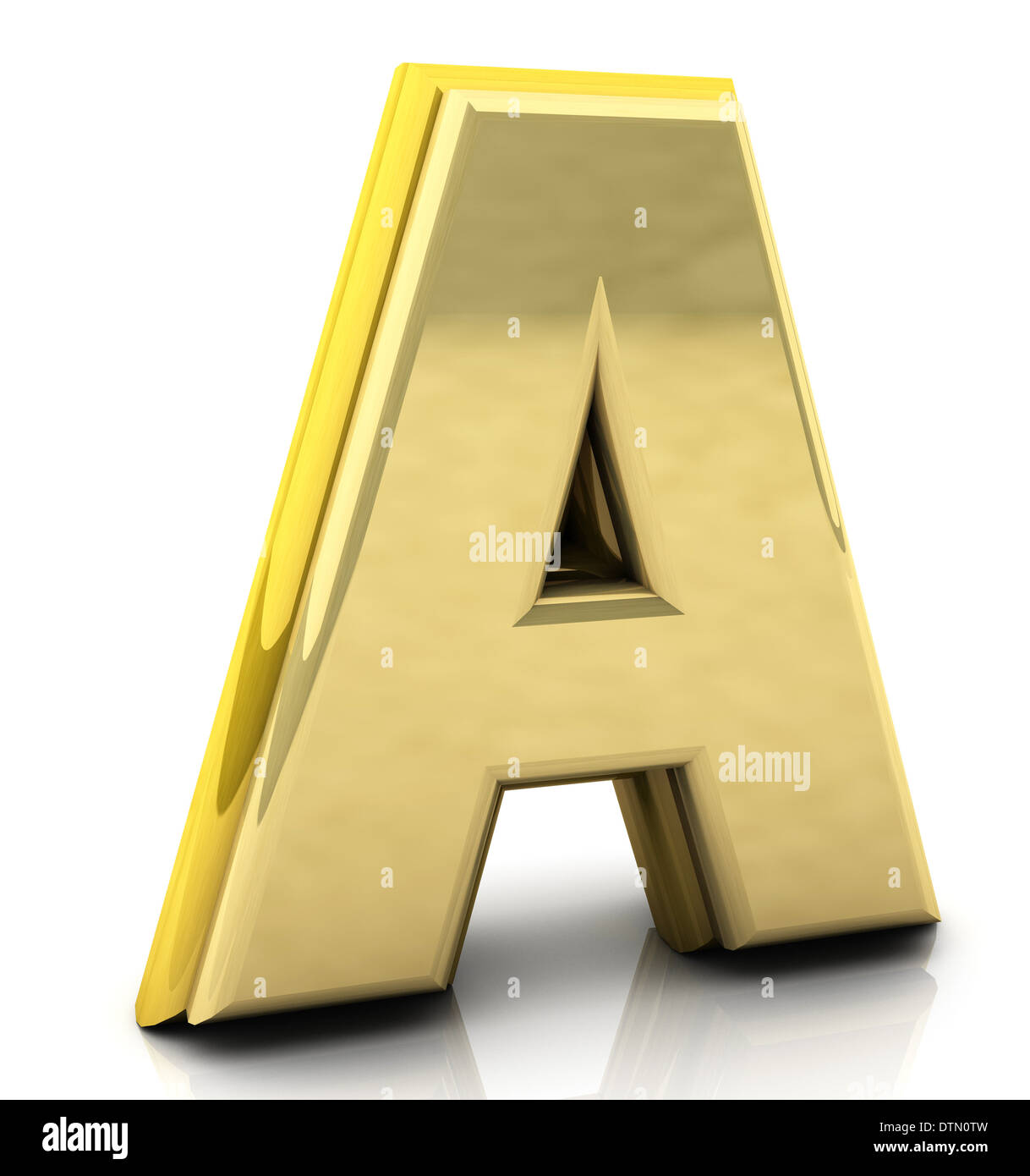 3d letter A golden on white background Stock Photo - Alamy