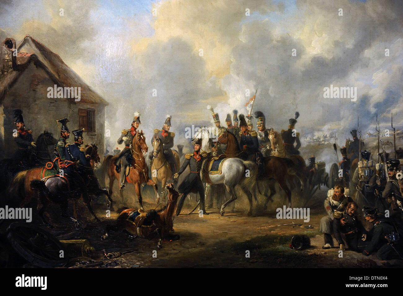 Nicolaas Pieneman (1809-1860). Netherlandish painter. The Battle of Bautersem during the Ten Days Campaign, 1833. Stock Photo