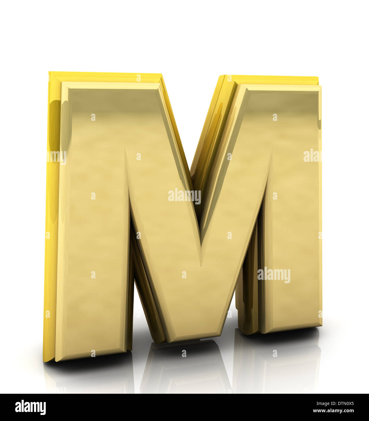 3d letter M golden on white background Stock Photo - Alamy